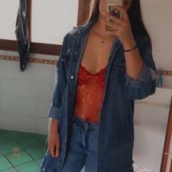 Red Floral Lace Teddy Bodysuit - Picture 8 of 9